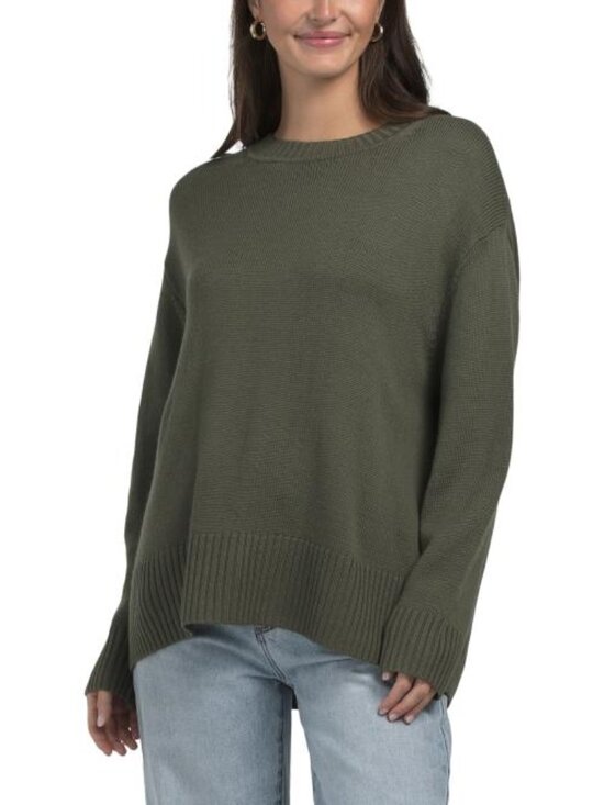 Three Dots Sweaters - THREE DOTS Extrafine Merino Wool Long Sleeve Crew Relaxed Pull Over Sweater